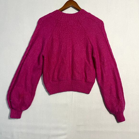 Show Me Your Mumu Hot Pink Fuzzy Sweater V-Neck Pullover - Size XS - Picture 3 of 7